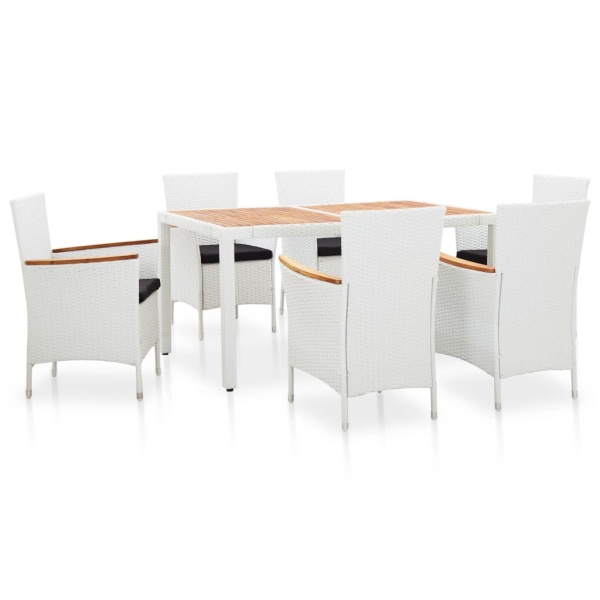 Set Mobilier De Exterior 7 Piese Alb Poliratan 45981